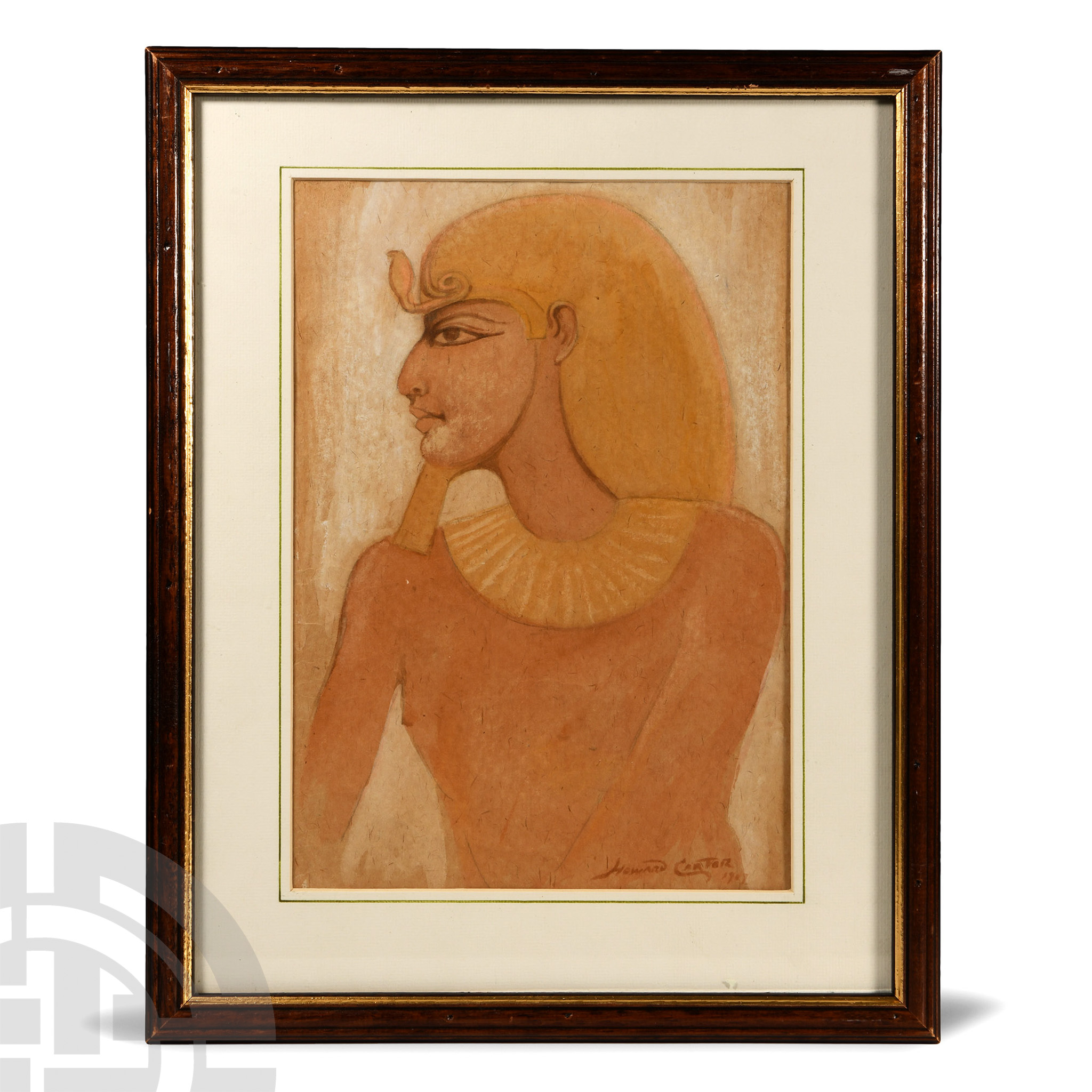 Egyptian Pharaoh Watercolour Attributed to Howard Carter