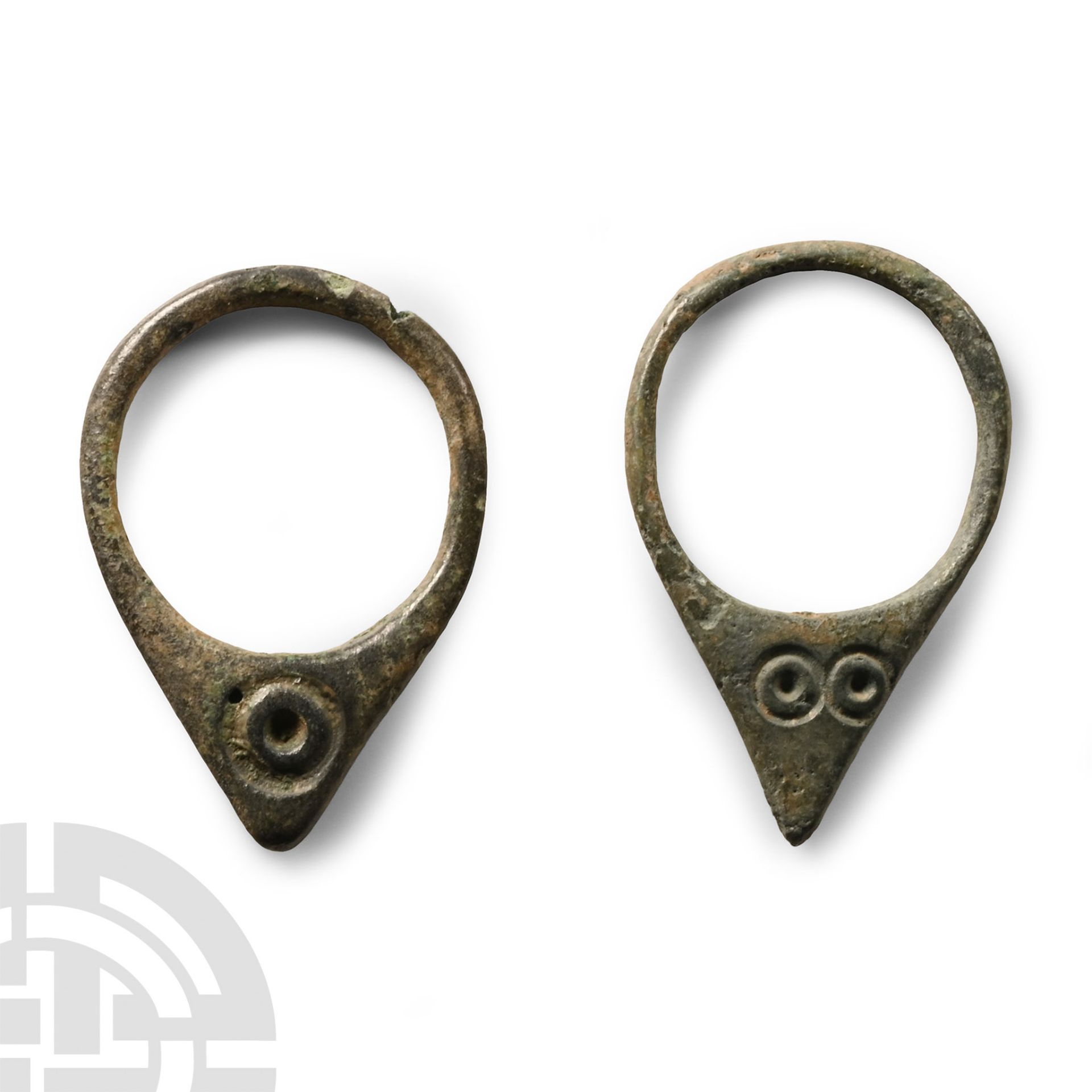 Western Asiatic Bronze Ring Pendant Pair