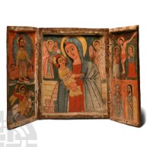 Ethiopian Triptych Icon with the Virgin and Child
