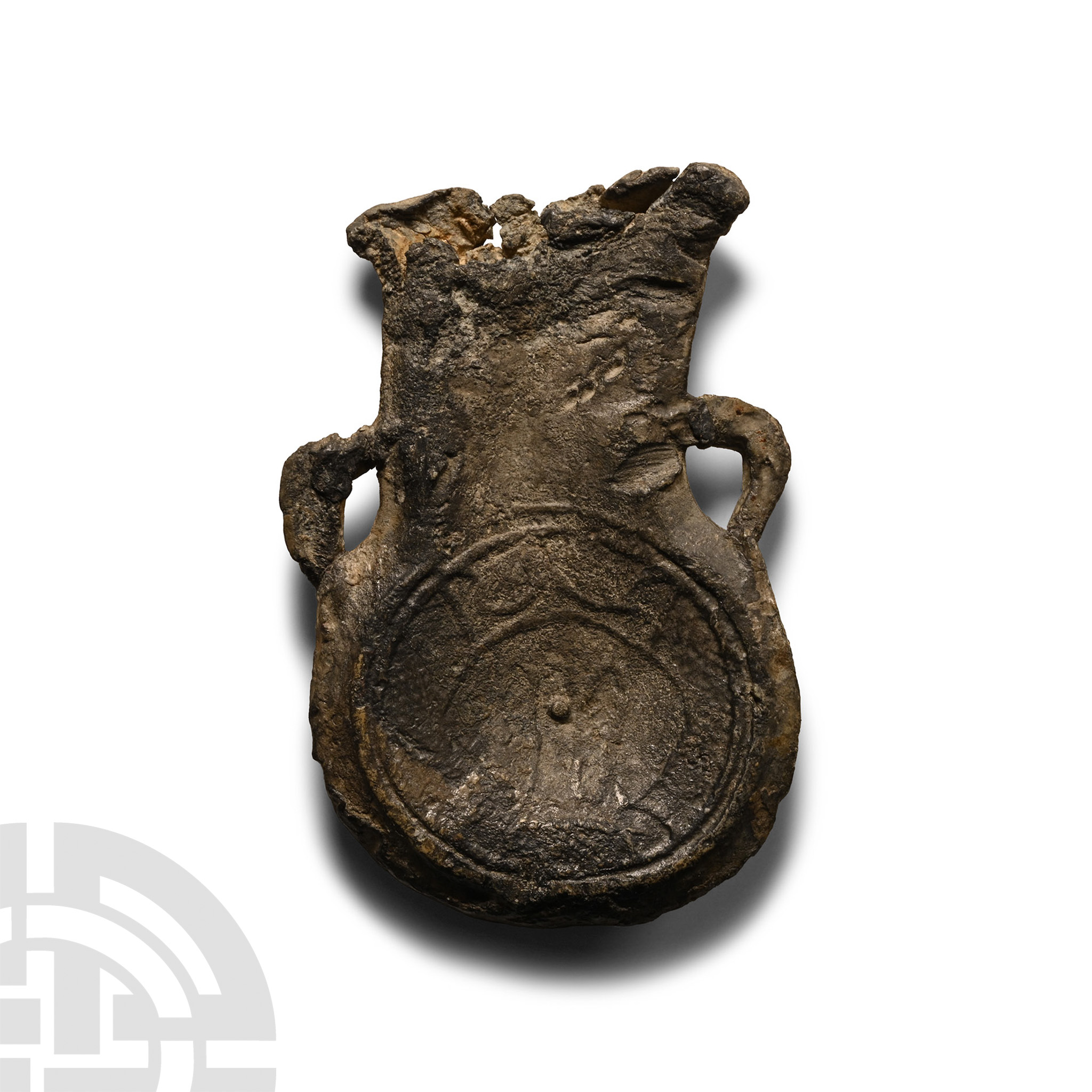 Medieval 'Walsingham' Pewter Pilgrim's Holy Water Ampulla