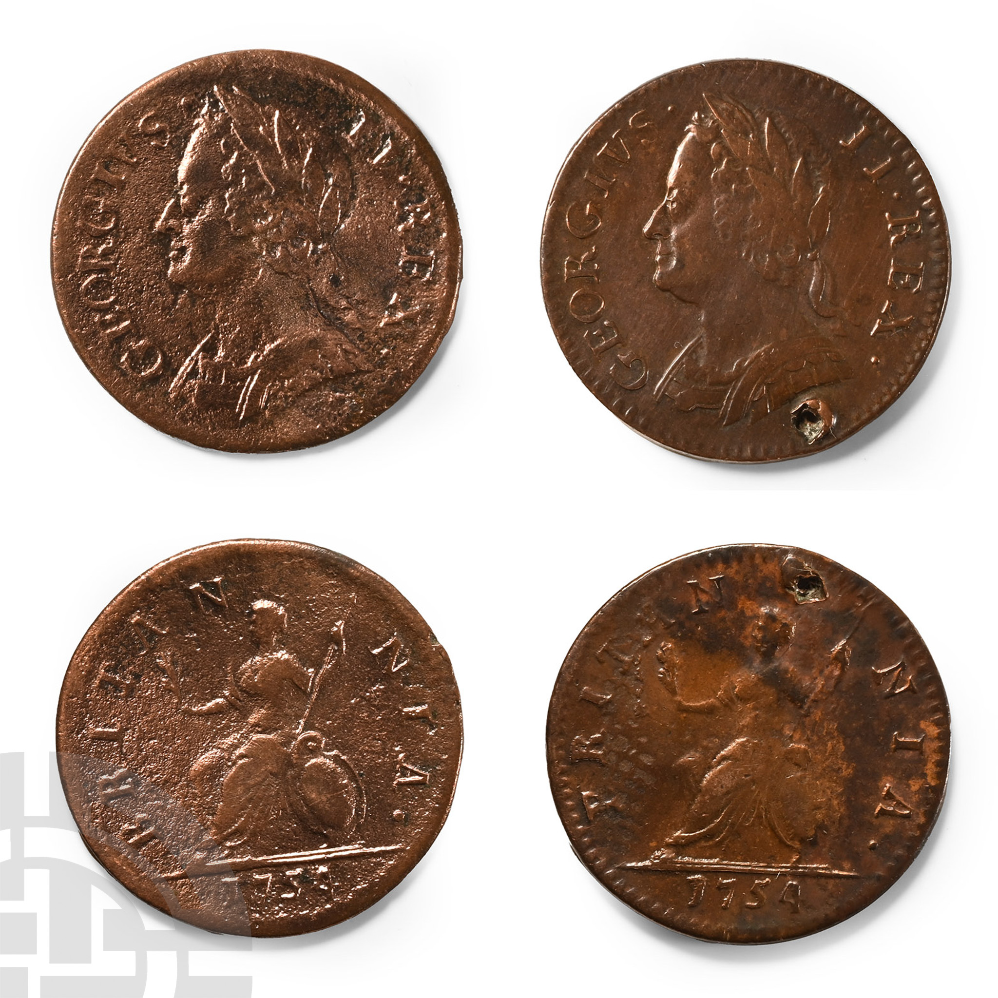 English Milled Coins - George II - AE Farthing Group [2]