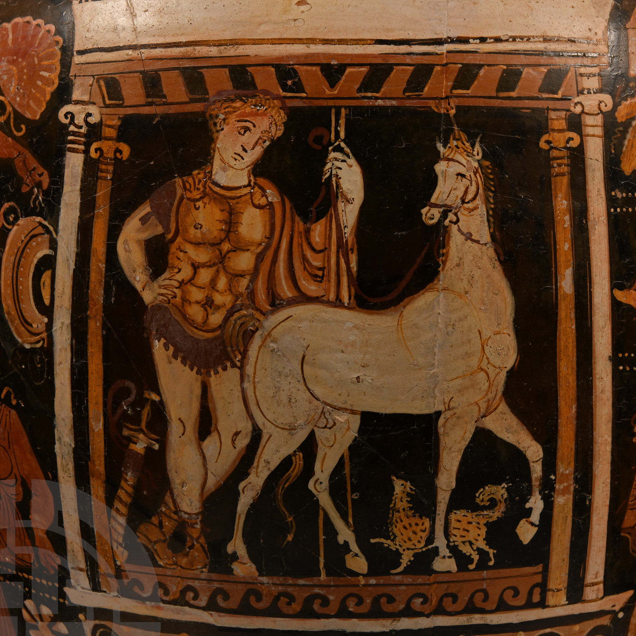 Monumental Apulian Red-Figure Volute Krater Attributed to the Licurgus Painter - Image 7 of 8