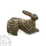 Roman Bronze Rabbit Plate Brooch