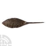 Large Medieval Leaf-Shaped Iron Arrowhead