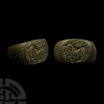 Roman Bronze Signet Ring with Horse