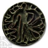 Large Bactrian Copper Stamp Seal with Standing Figure