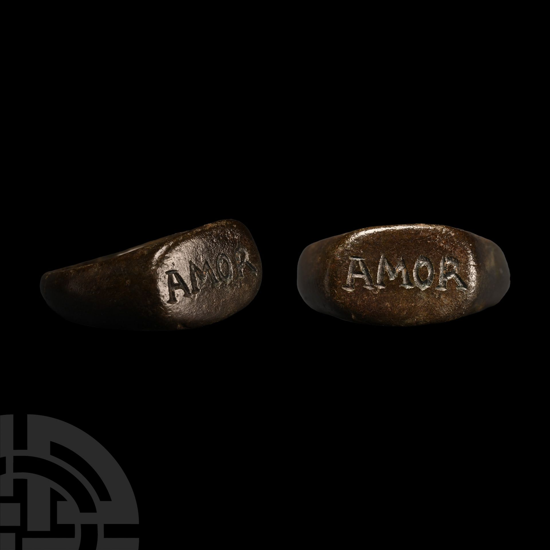 Roman Bronze Signet Ring with AMOR