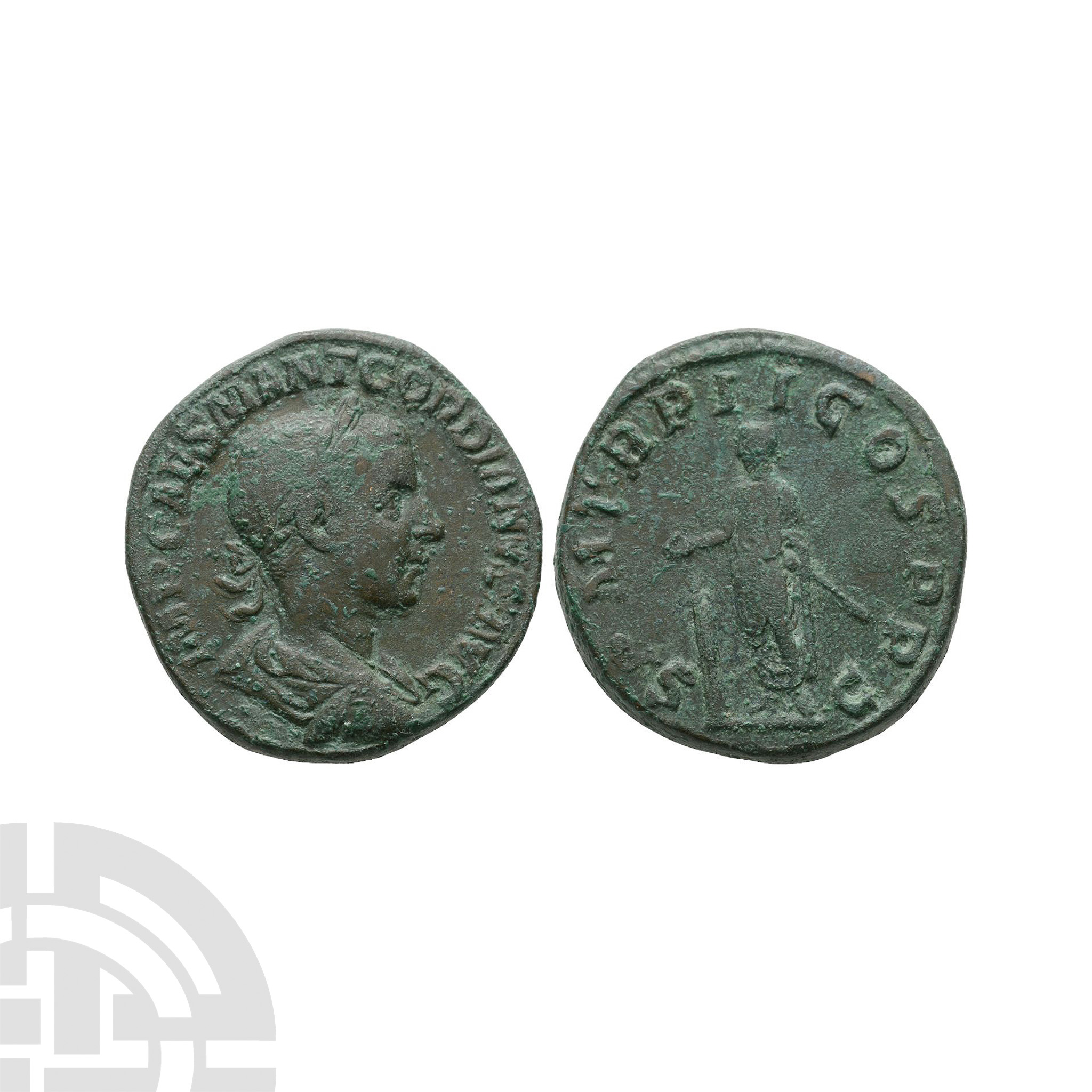 Ancient Roman Imperial Coins - Gordian III - Emperor Standing AE Sestertius
