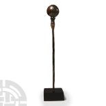 Amlash Bronze Pin with Solid Sphere Finial