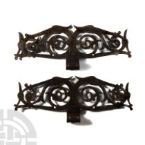 Stuart Period Iron Door-Hinge Pair with Dragons