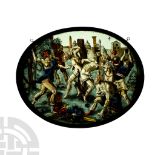 Renaissance Stained Glass Panel with The Stoning of the Elders