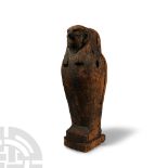 Egyptian Wooden Sarcophagus with Falcon Mummy