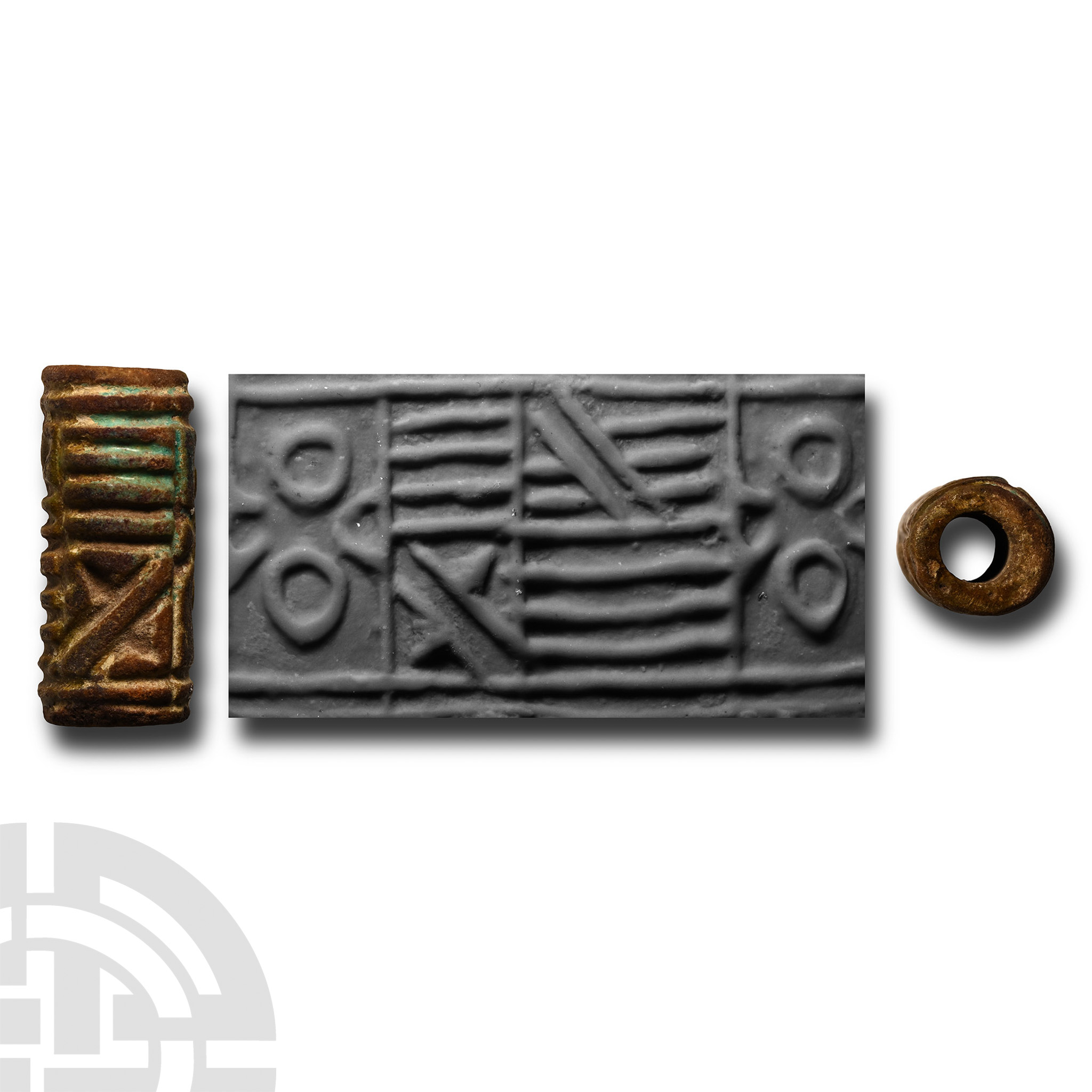 Egyptian Faience Cylinder Seal with Geometric Decoration