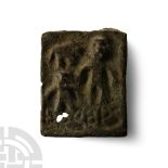 Bactrian Bronze Plaque with Figural Scene