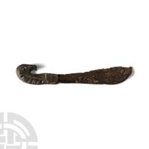 Roman Razor with Bronze Horse Head Handle