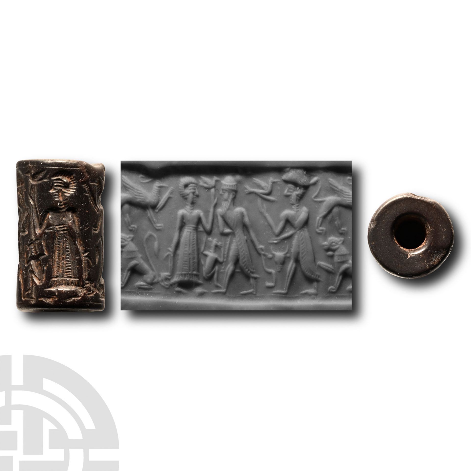 Old Babylonian Stone Cylinder Seal with Figures and Animals