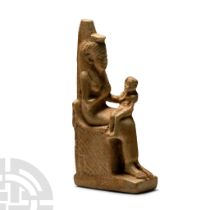 Large Egyptian Faience Amulet of Isis Nursing Baby Horus