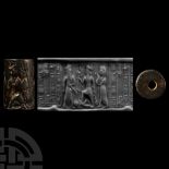 Akkadian Cylinder Seal with Worship Scene