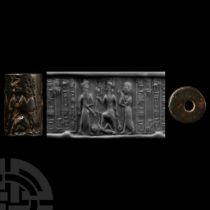 Akkadian Cylinder Seal with Worship Scene