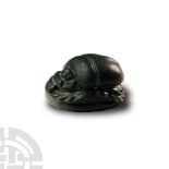 Phoenician Green Jasper Scarab with Heads of Horus