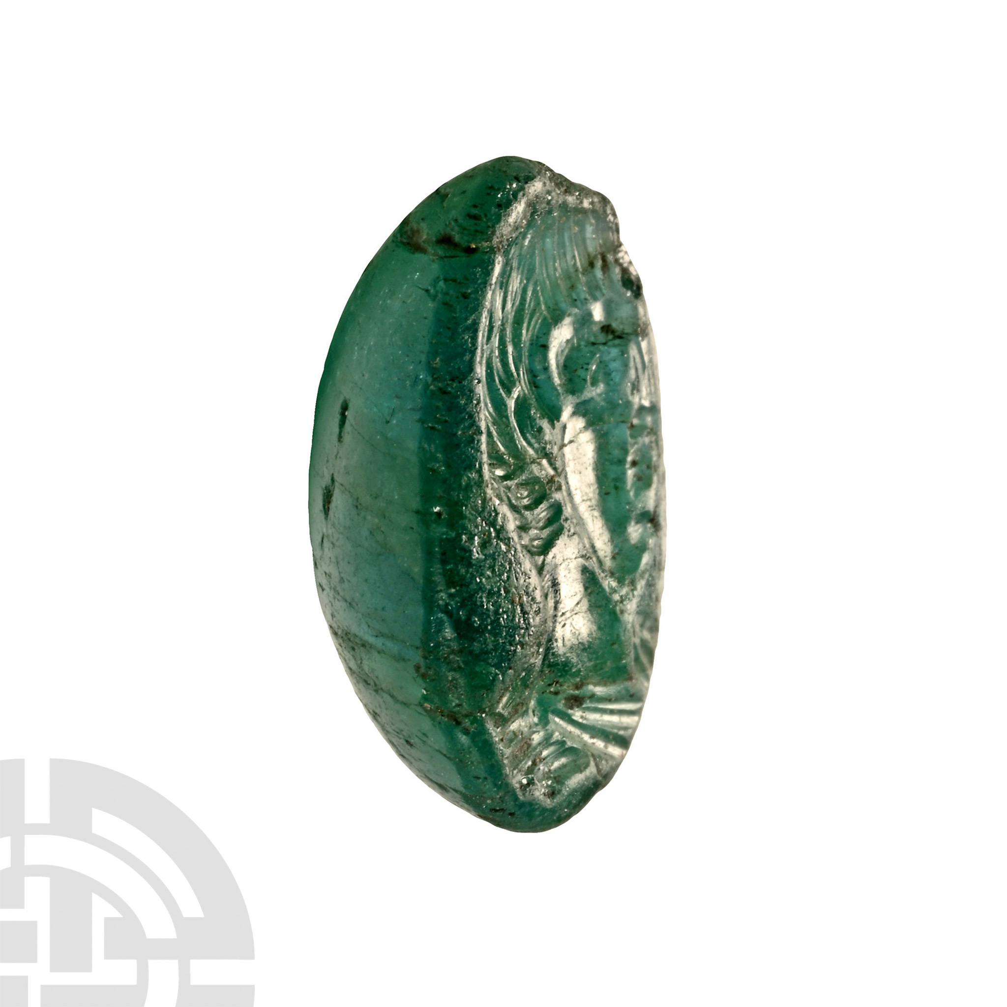 Roman Emerald Gemstone with Portrait of Young Nero - Image 2 of 2
