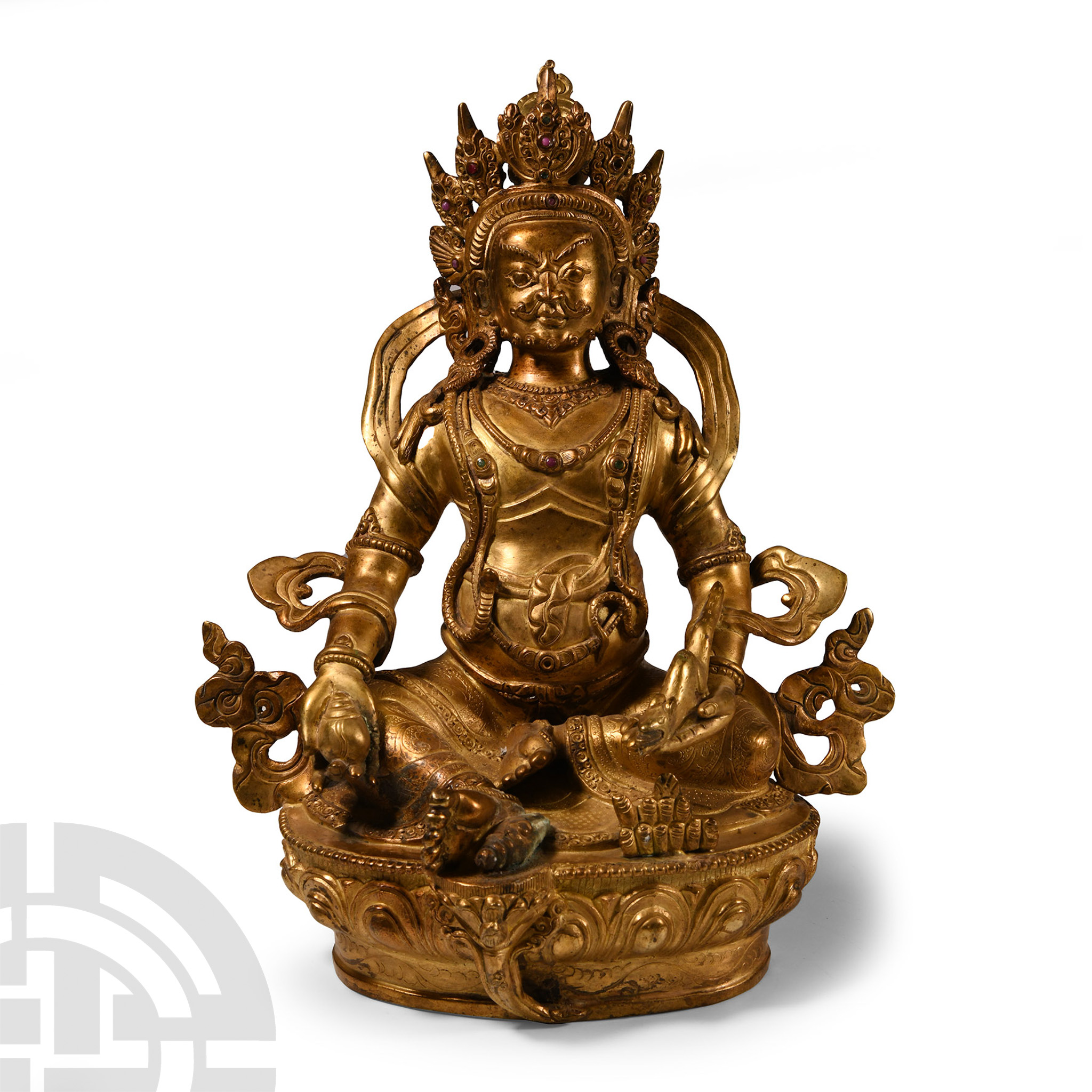 Sino-Tibetan Gilt Bronze Kubera Statue