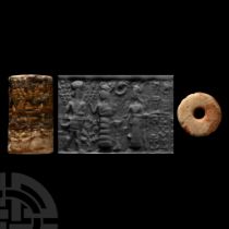 Akkadian Banded Agate Cylinder Seal with Inscription