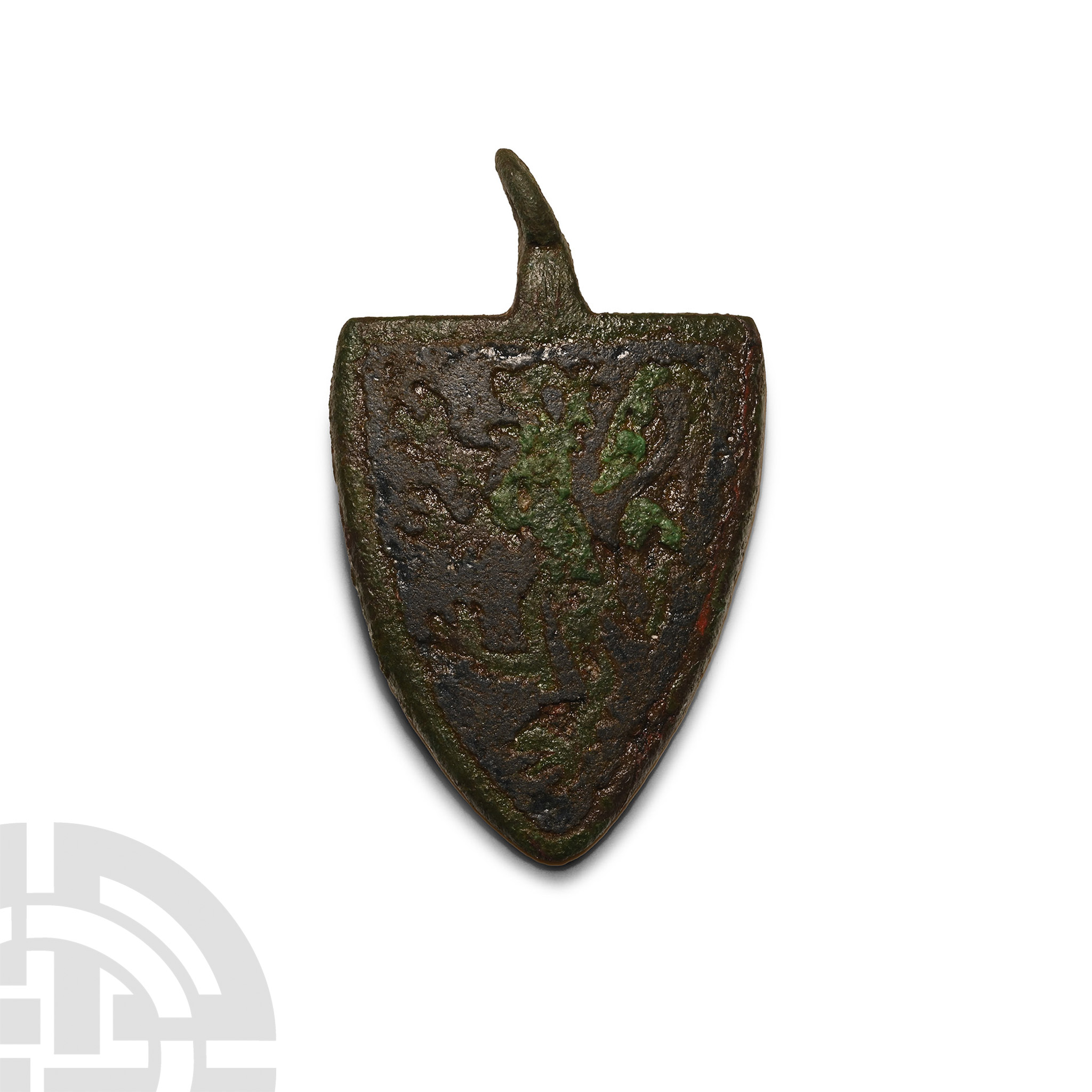 Medieval Knight's Enamelled Bronze '1st Baron Roger de Montalt' Heraldic Horse Harness Pendant with