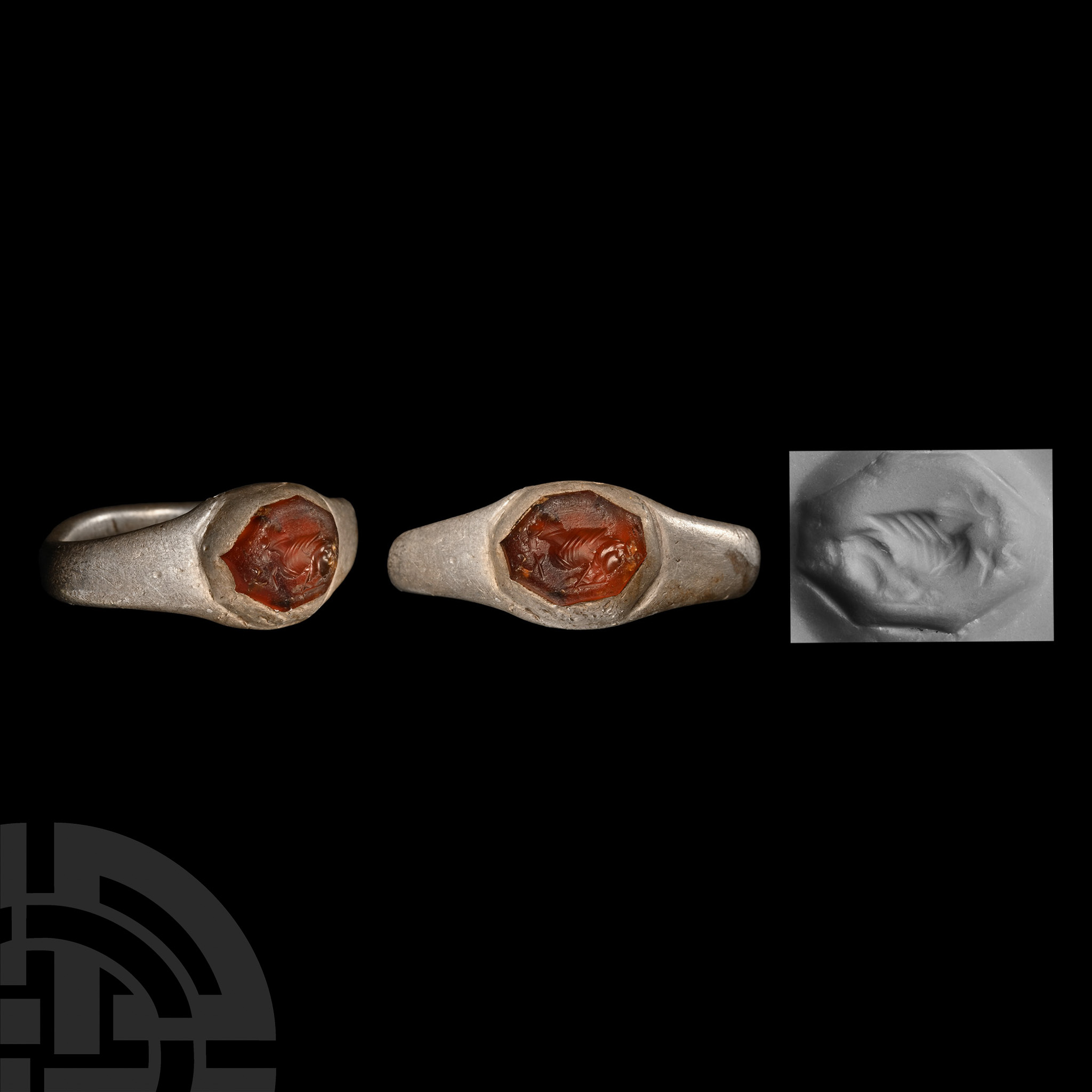 Roman Silver Ring with Bird Gemstone