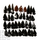 Reproduction North American Obsidian Arrowhead Group