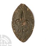 Medieval Bronze Vesica-Shaped Personal Seal Matrix for Walter