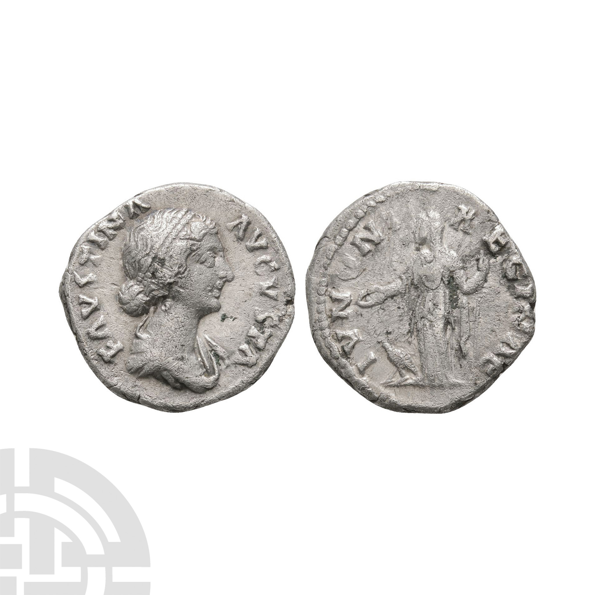 Ancient Roman Imperial Coins - Faustina - AR Juno Denarius