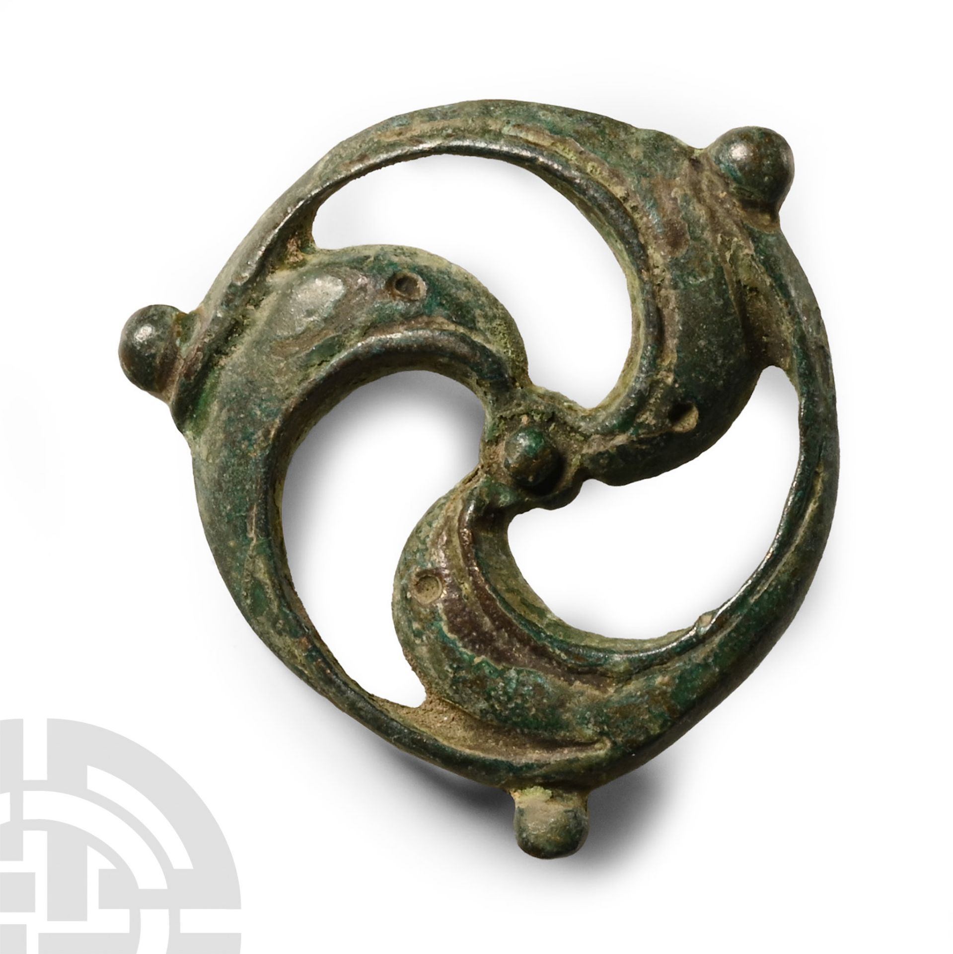 Romano-Celtic Bronze Dolphin Whorl Brooch