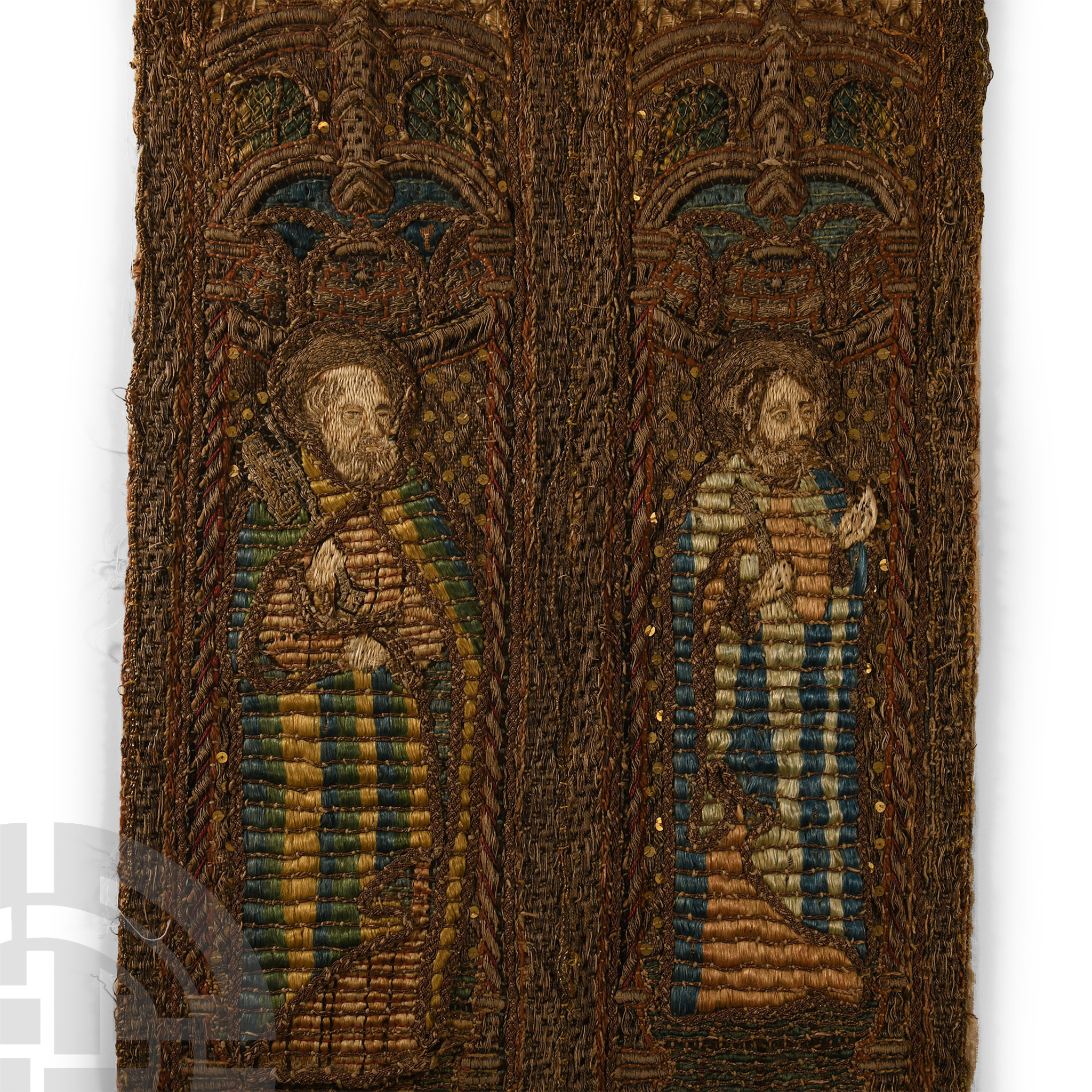 Medieval Embroidered Orphrey with Six Saints - Image 2 of 4