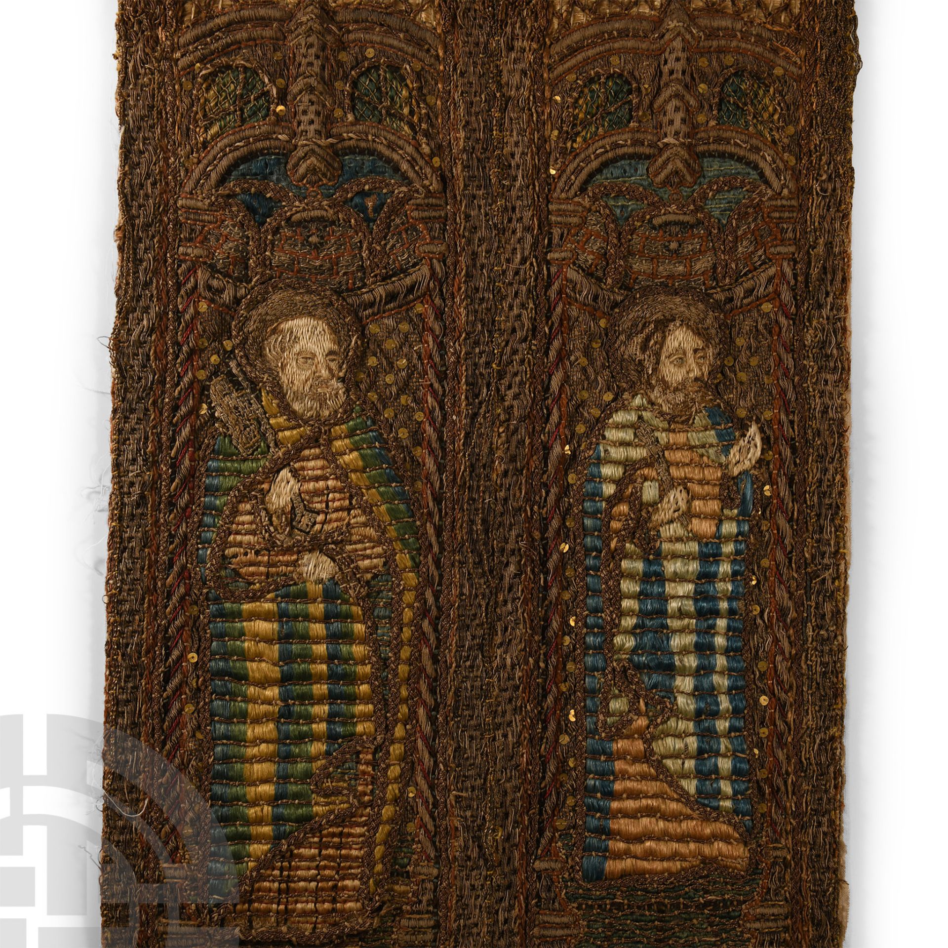 Medieval Embroidered Orphrey with Six Saints - Bild 2 aus 4
