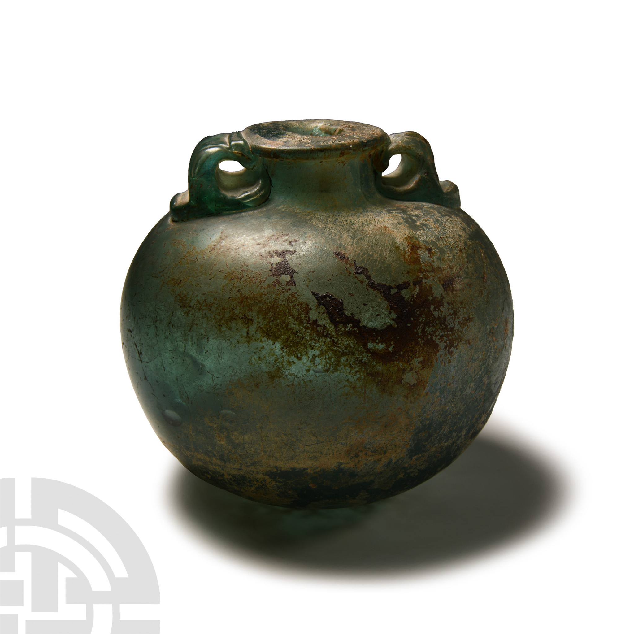 Late Byzantine Green Glass Aryballos - Image 3 of 5