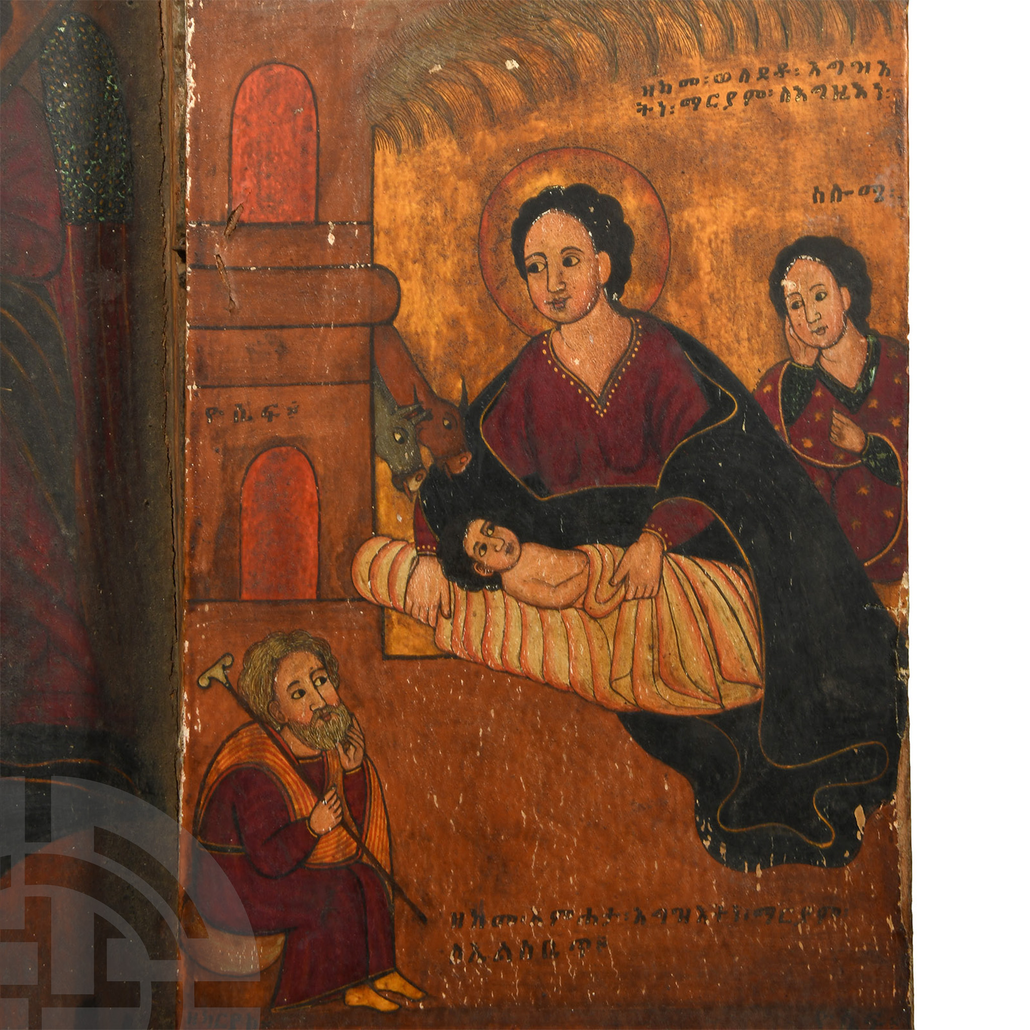 Large Ethiopian Triptych Icon with the Virgin and Child - Image 4 of 6