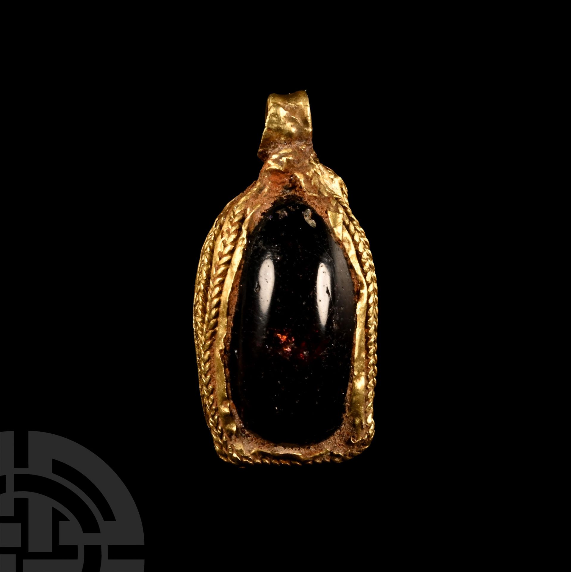 Saxon Gold Pendant with Cabochon Garnet