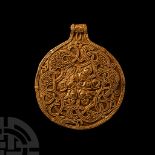 Viking Age Scandinavian Gold Filigree Pendant with Interlace Motif