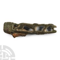Roman Bronze Folding Knife Handle with Hare and Hound