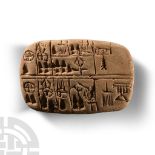 Proto-Sumerian Pictographic Tablet for Distribution of Sheep by the Wife of E.Kisal