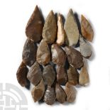 Stone Age Large Knapped Arrowhead Collection