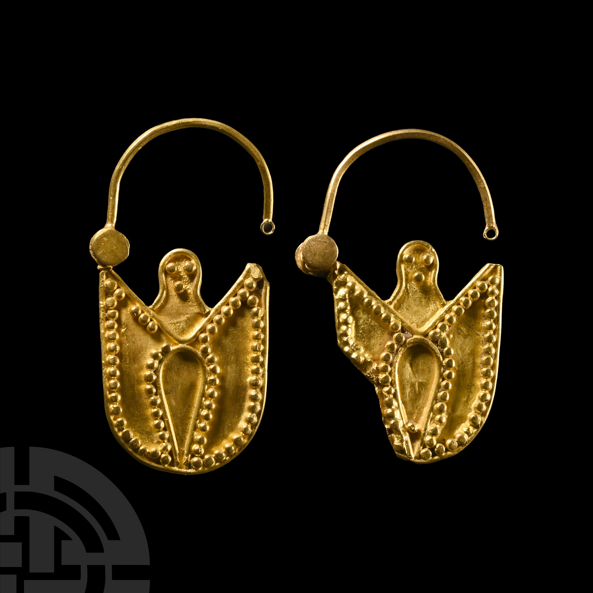 Western Asiatic Gold Floral Earrings