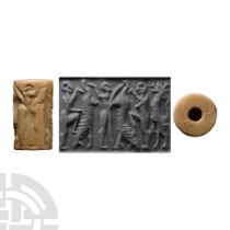 Mesopotamian Stone Cylinder Seal with Contest Scene