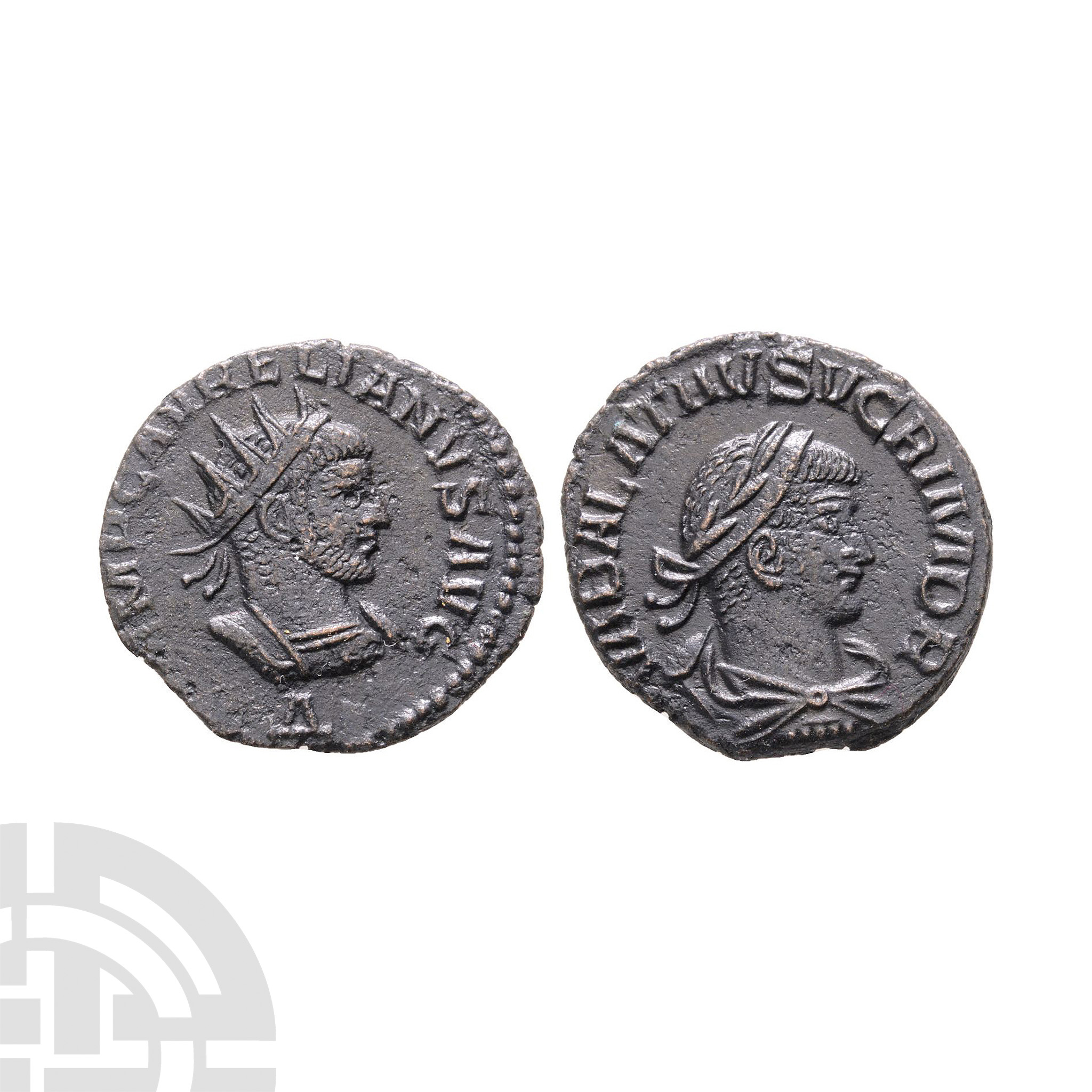 Ancient Roman Imperial Coins - Vabalathus and Aurelian - AE Antoninianus