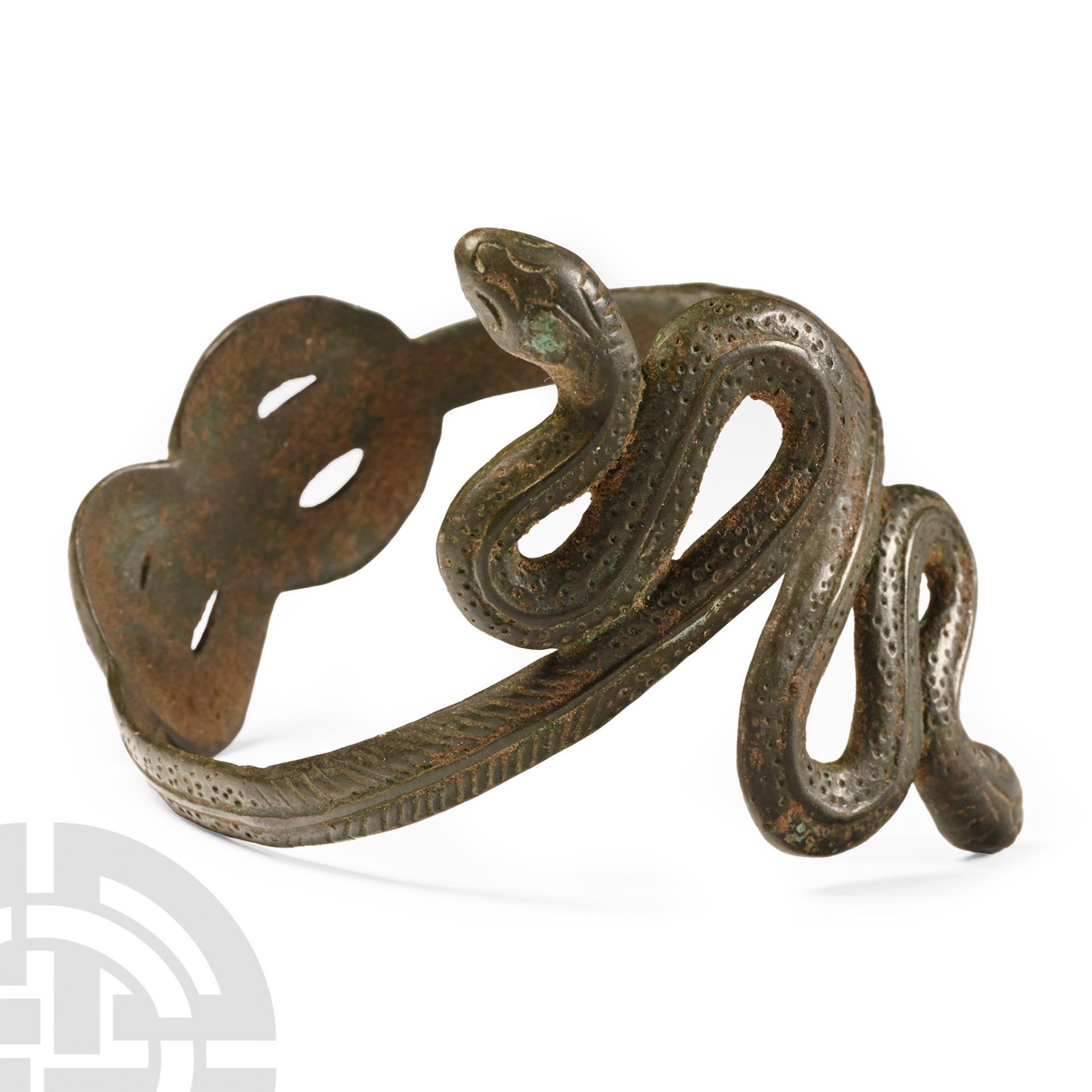 Romano-Egyptian Bronze Coiled Snake Bracelet