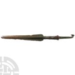Western Asiatic Bronze Spearhead with Decorative Supports and Blood Channels