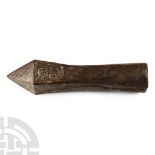 Medieval Socketted Iron Crossbow Bolt Head with Heraldic Shield Maker's Mark