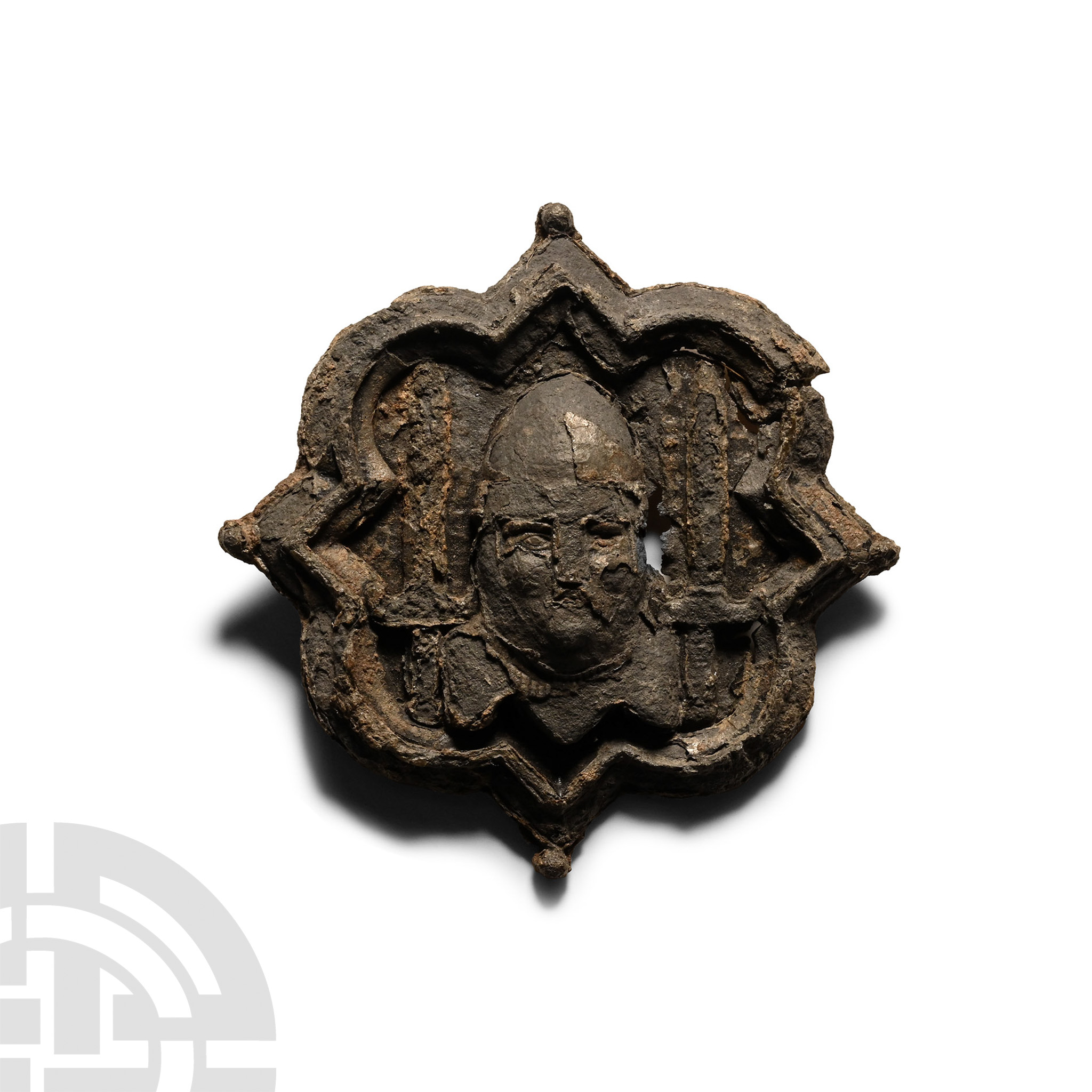 Medieval Pewter Pilgrim's Badge with Knight and Swords