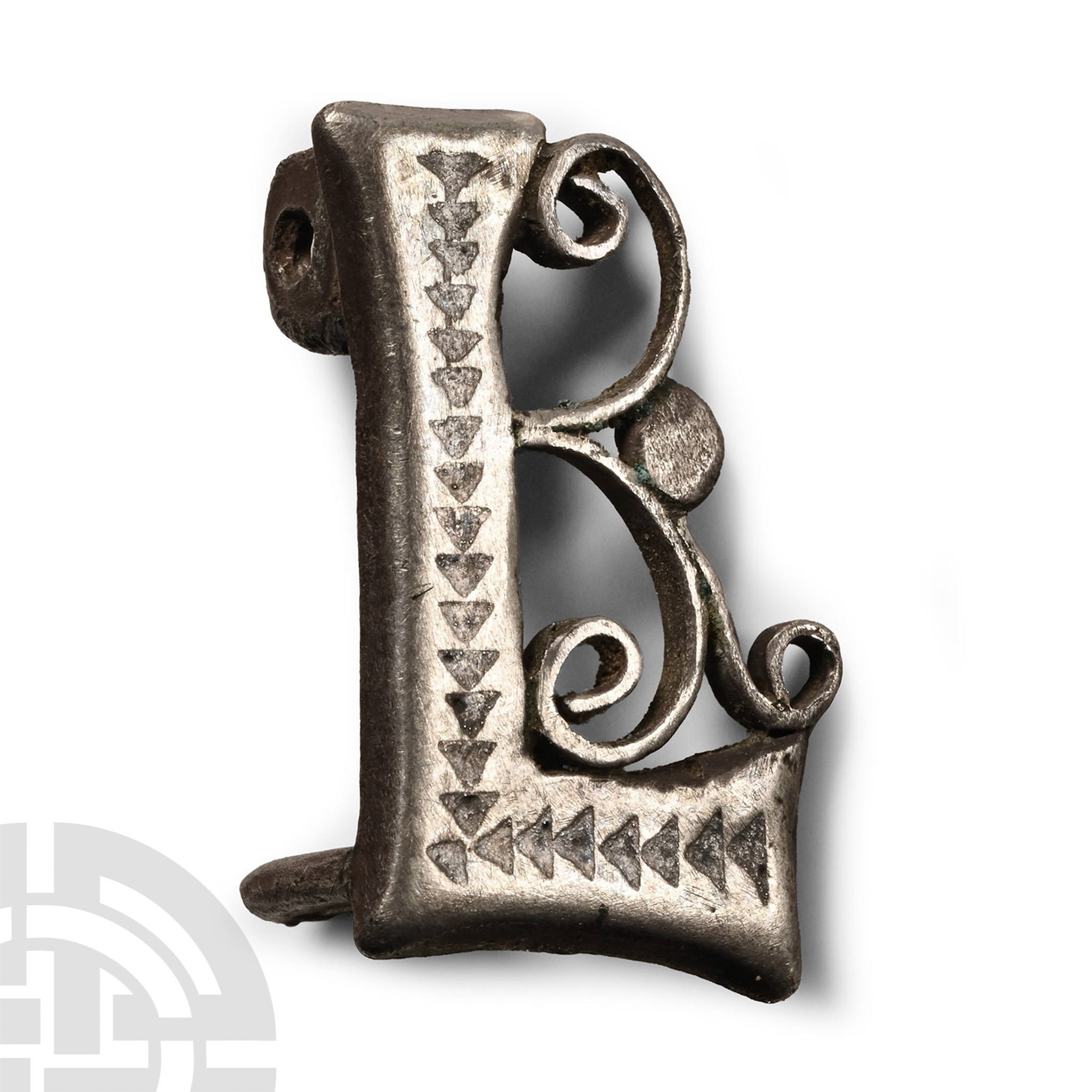 Silver 'L' Plate Brooch